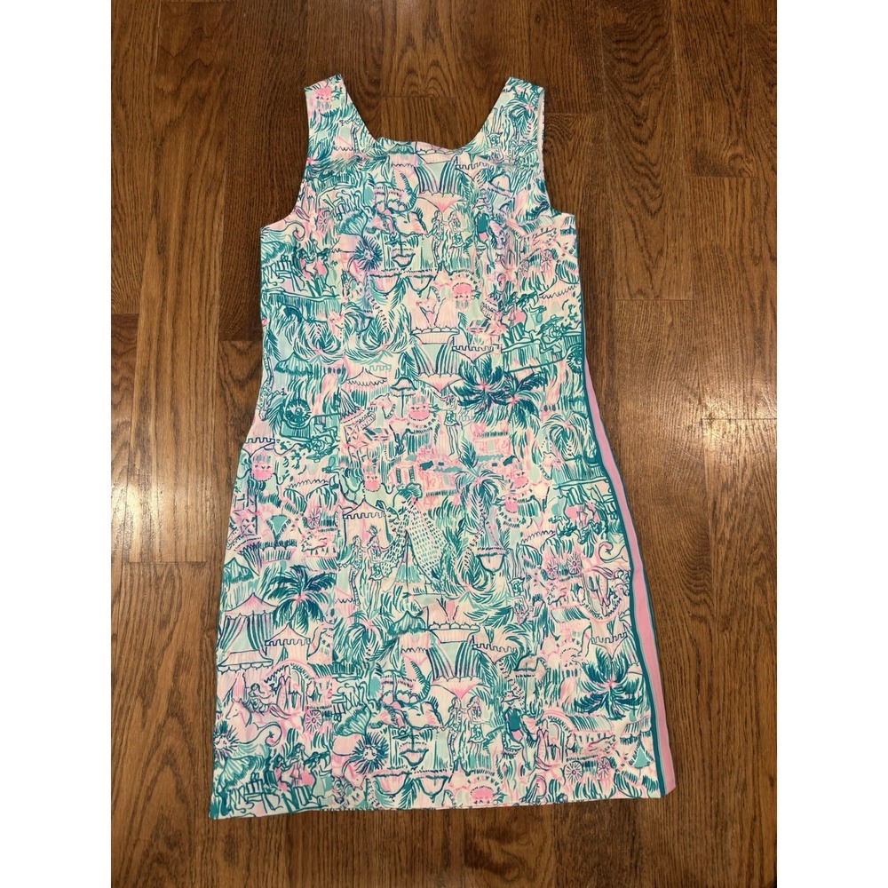Lily Pulitzer Mila Shift Dress Camelfage Size 10 Beach Women's Resort Pink Prep